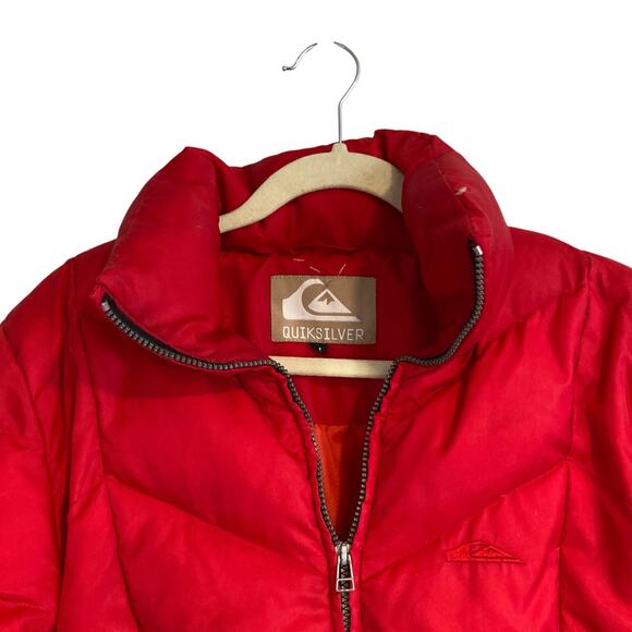 Vintage Quiksilver Red Puffer Down Full Zip Winter Ski Sports Coat Size Medium - Picture 5 of 16
